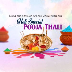 Holi Pooja Thali with offerings and colorful powders