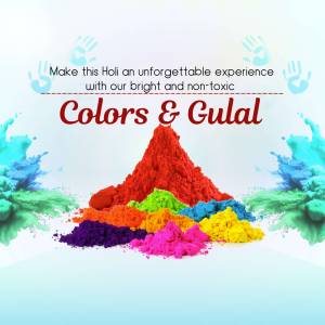 Holi Colors & Gulal Advertisement Flyer For WhatsApp
