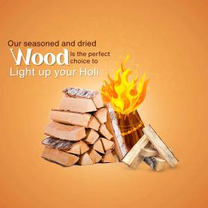 Stack of wood with flames, promoting wood as the perfect choice for Holi