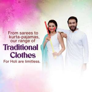 Couple celebrating Holi with traditional Indian clothes