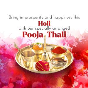 Golden Pooja Thali with offerings for Holi festival