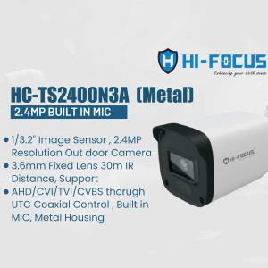 Hi-Focus HC-TS2400N3A 2.4MP Metal Security Camera with Built-in Mic