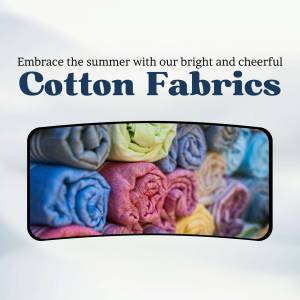 Folded colorful cotton fabrics displayed on a screen