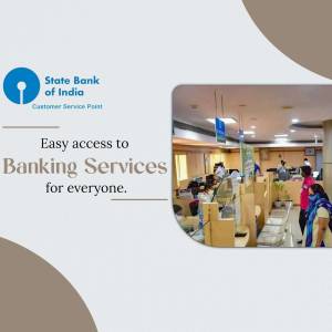 State Bank of India Customer Service Point with people banking