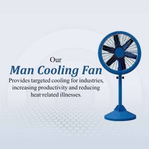 Blue industrial cooling fan for factories and workplaces