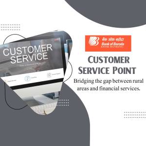 Bank of Baroda Customer Service Point with laptop display