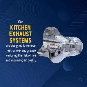 Image of a commercial kitchen with text promoting kitchen exhaust systems.