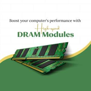 Image of two green DRAM modules with text promoting performance boost.