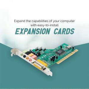 Close-up of a green computer expansion card with ports, promoting increased computer capabilities.