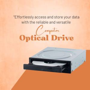 Image of a computer optical drive with promotional text