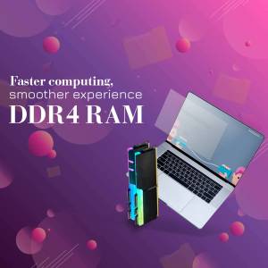 Laptop with DDR4 RAM module, showcasing faster computing performance.