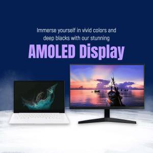 AMOLED display laptop and monitor showcasing vivid colors and deep blacks
