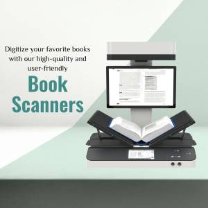 Book scanner with an open book being scanned