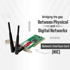 Network Interface Card with antennas, bridging physical and digital networks