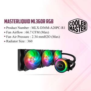 Cooler Master MasterLiquid ML360R RGB Liquid CPU Cooler with RGB Fans