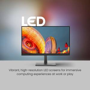 Close-up of a modern LED computer monitor displaying vibrant colors.