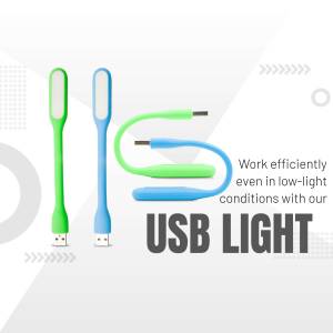 Two USB LED lights, one green and one blue, connected by a cable with a USB plug.