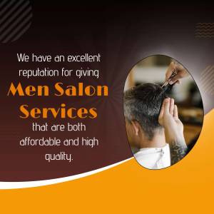 Men's haircut at a salon, advertising services