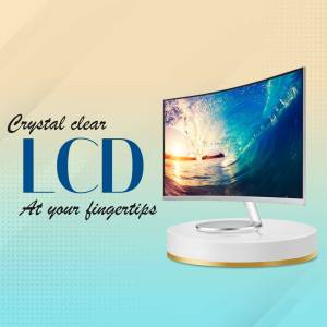 Samsung curved LCD television displaying a vibrant ocean scene