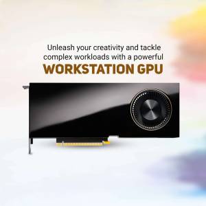 Image of a black NVIDIA workstation GPU with gold accents.