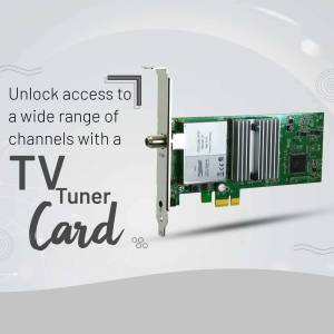 Image of a green TV tuner card with text overlay