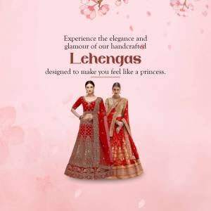 Two models wearing beautifully handcrafted red Lehengas with intricate embroidery.