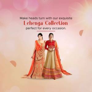 Two women modeling beautiful lehengas for a festive occasion.