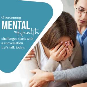 Woman being comforted, representing mental health support.