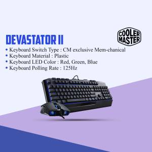 Cooler Master Devastator II gaming keyboard and mouse set with RGB lighting
