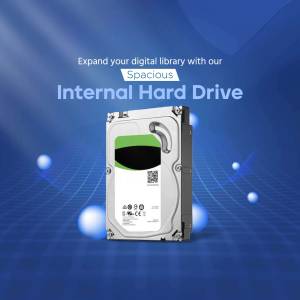 Seagate internal hard drive with blue digital background