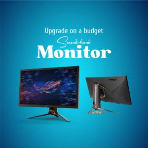 Image of a second-hand monitor with the text 'Upgrade on a budget'