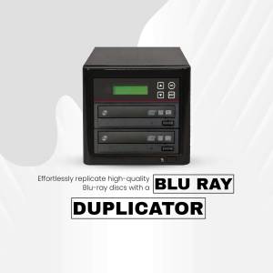 Black Blu-Ray disc duplicator machine with Blu-Ray logo
