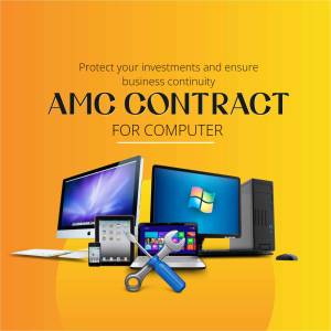 Image depicting AMC contract for computer with various devices and tools.