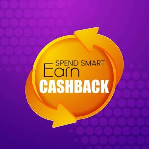 Cashback offer with circular arrow and text