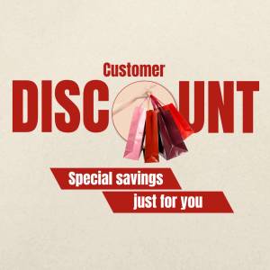 Image displaying a discount offer with shopping bags and text.