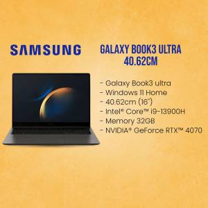 Samsung Galaxy Book3 Ultra laptop with specifications