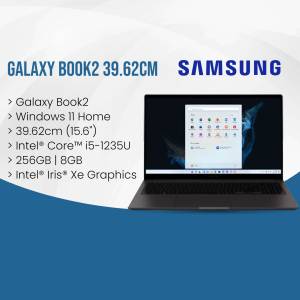 Samsung Galaxy Book2 laptop with Windows 11 displayed on screen