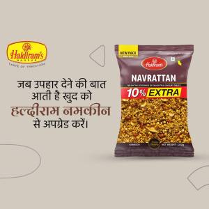 Haldiram's Navratan Namkeen snack pack with 10% extra