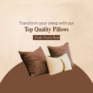 Image of brown and cream pillows on a bed with text promoting top quality pillows.