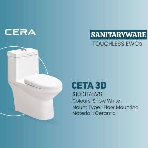 White CETA 3D touchless toilet from Cera Sanitaryware with floor mounting.