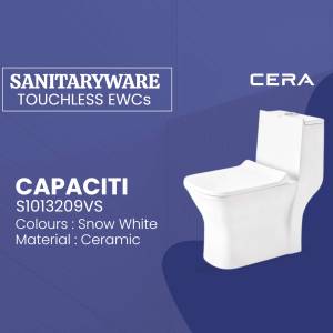 White CERA Capaciti S1013209VS touchless toilet with Snow White finish