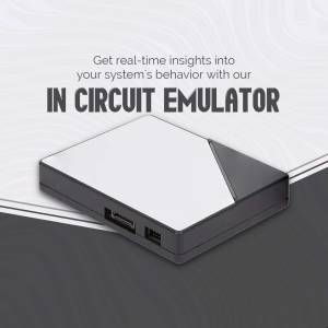 Image of an In Circuit Emulator device with text promoting real-time system insights.