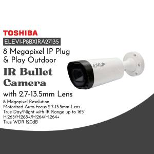 Toshiba 8 Megapixel IP Bullet Camera with IR and 2.7-13.5mm Lens