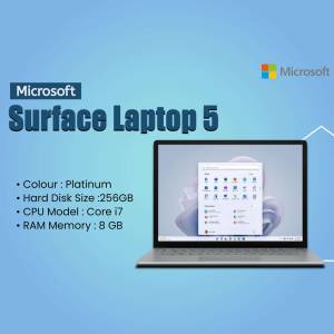 Microsoft Surface Laptop 5 in Platinum color with specifications