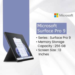 Microsoft Surface Pro 9 tablet with specifications displayed