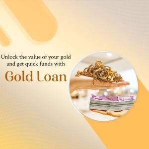 Image depicting a hand holding gold jewelry over a stack of Indian currency, promoting gold loans.