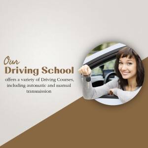 Woman holding car keys, promoting a driving school