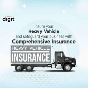 Image of a black semi-truck with text promoting heavy vehicle insurance from Digit.