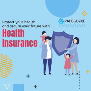 Illustration of a family protected by a shield, promoting health insurance.