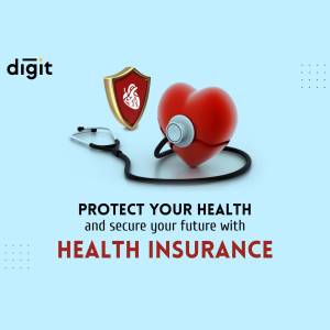 Red heart with stethoscope and shield, promoting health insurance.